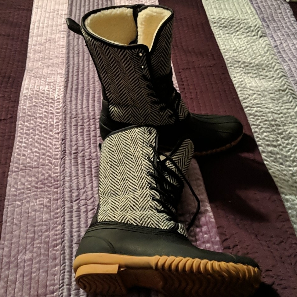 Black and White women's duck boots